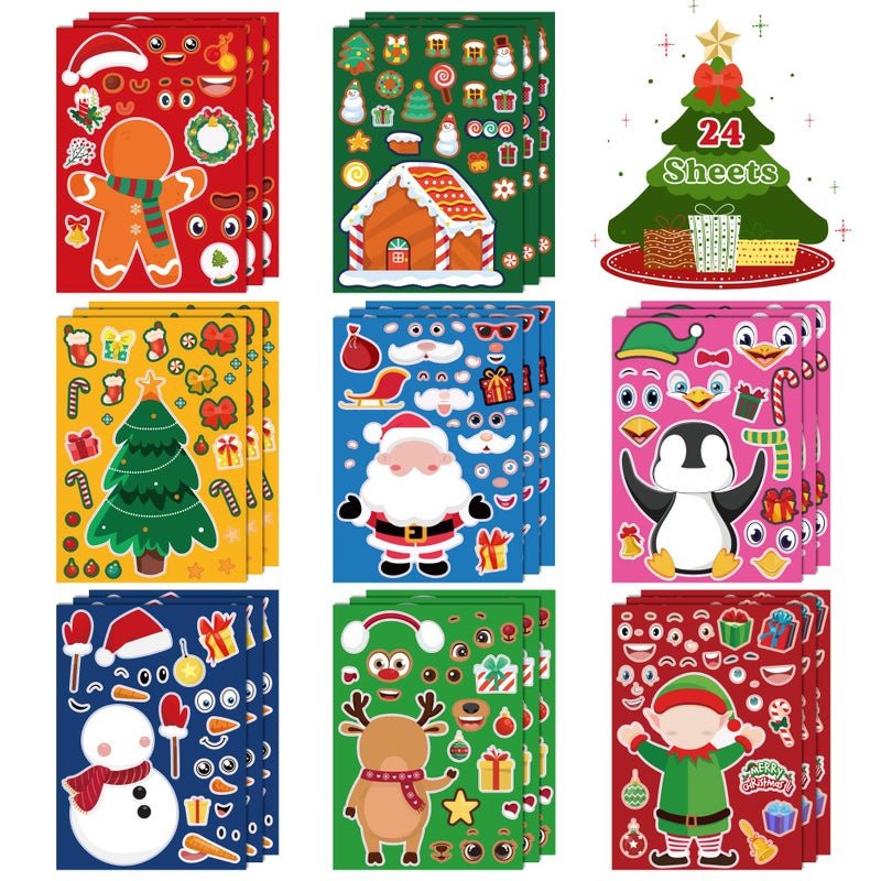 OHOME Christmas Stickers - Stocking Stuffers for Kids - DIY Christmas Crafts for Kids - Kids Christmas Gifts Activity Party Favors Supplies | Christmas Games | Toddler Stocking Stuffers(24 Sheets) - Image 1
